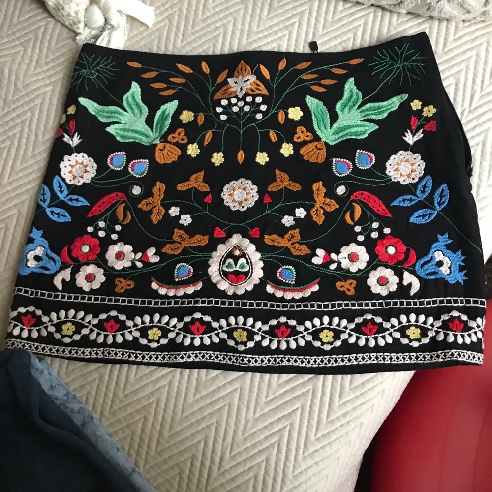 Zara embroidered skirt